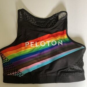Peloton WITH High Neck Bra Pride Flag Noir Rainbow & Black Size M Sports Bra NWT